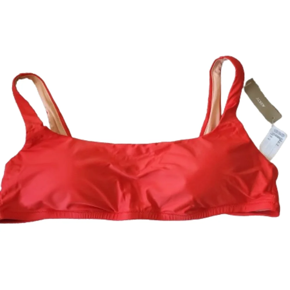J.Crew plus square neck full coverage bikini top, 3XL, red